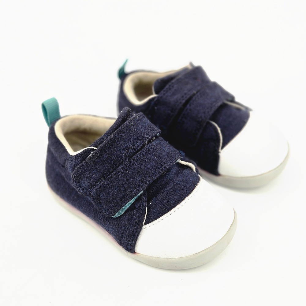 Ten Little Kids Everyday Original Sneakers Navy Blue White Caps Toddler Size 4.5